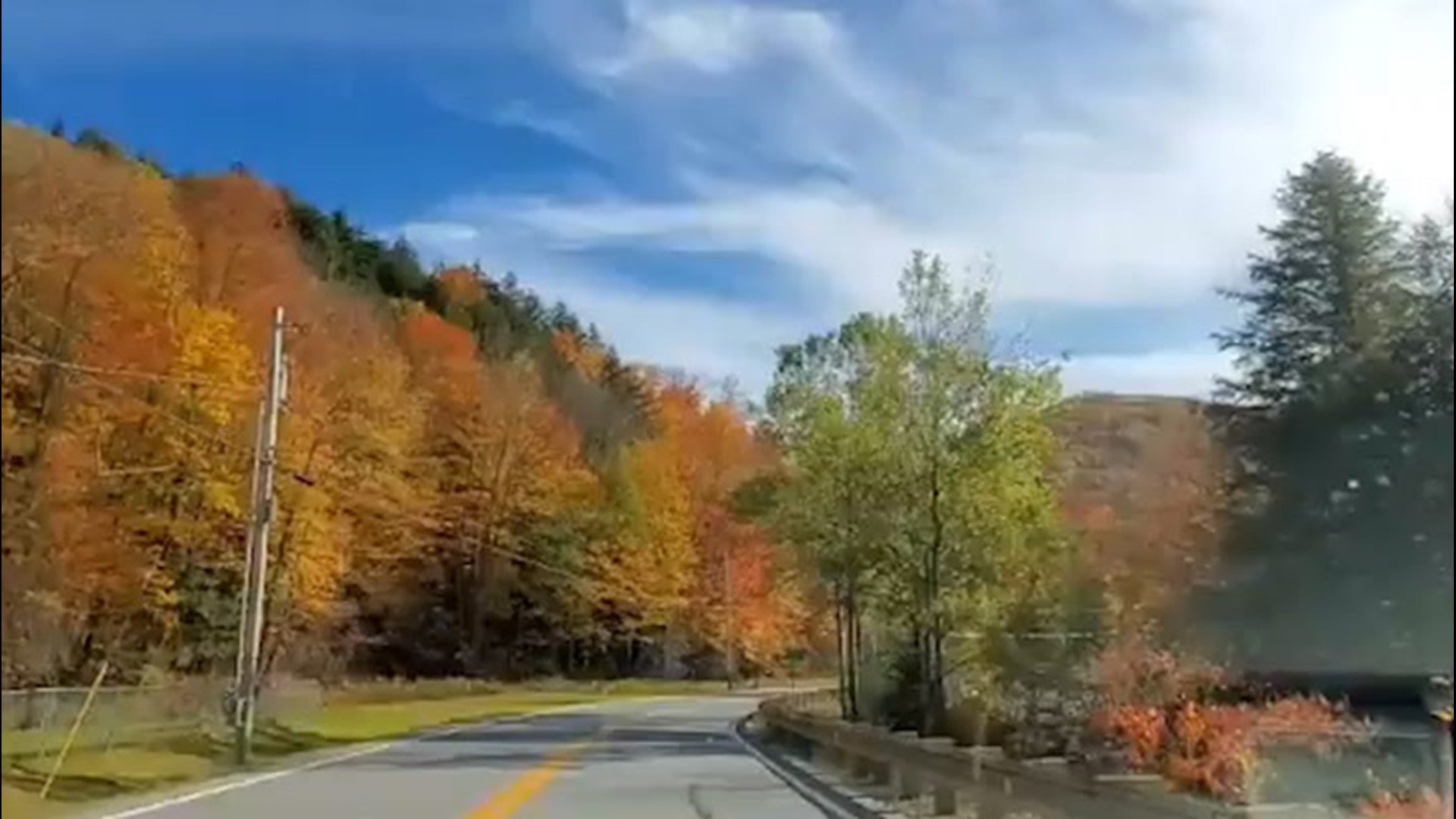 A motorist captured this time-lapse video of fall foliage while driving near Whitingham, Vermont, on Oct. 13.