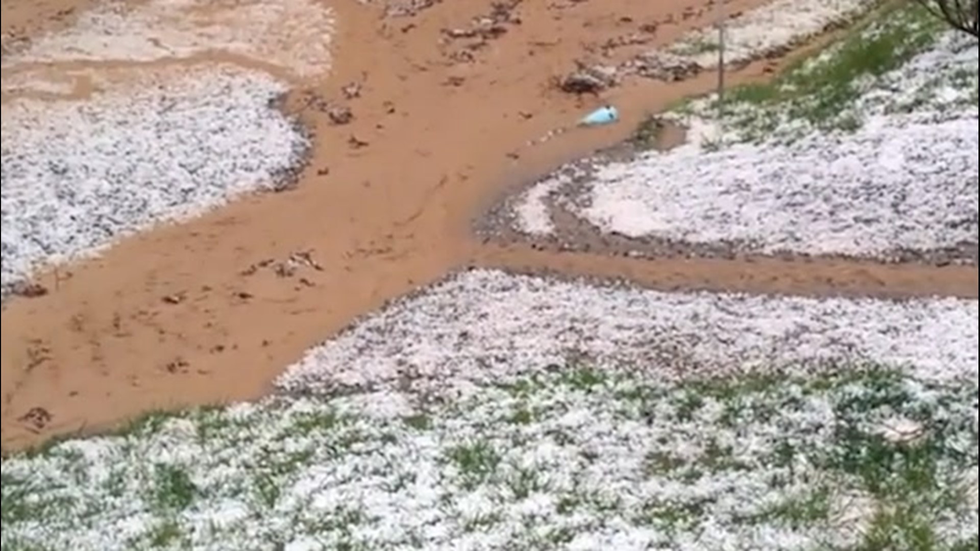 The ground turned white as hail bashed Weston, West Virginia, on April 7.
