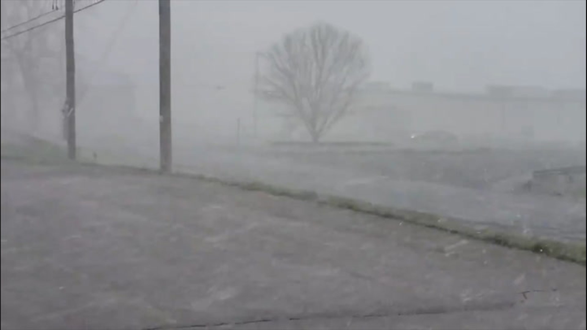 An amazing snow squall hit Penn Yan, New York, on April 21, creating basically whiteout conditions.