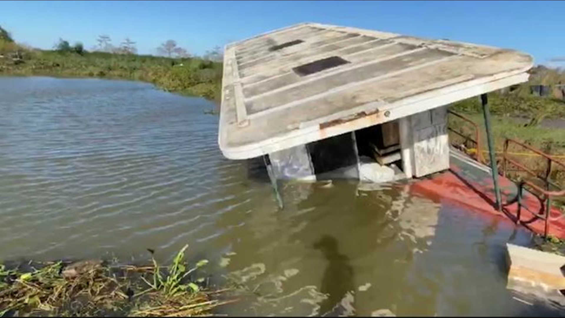 Sudden storm surge produced massive damage in Louisiana. Extreme meteorologist Reed Timmer surveyed the damage in Venice, Louisiana, on Oct. 29, the day after Hurricane Zeta made landfall.