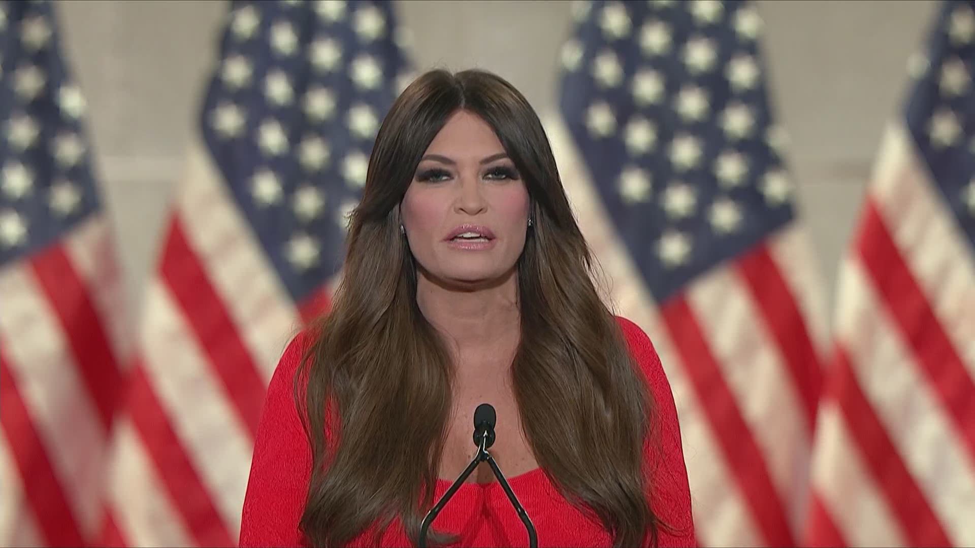 Kimberly Guilfoyle, girlfriend of Donald Trump Jr., speaks at the Republican National Convention.