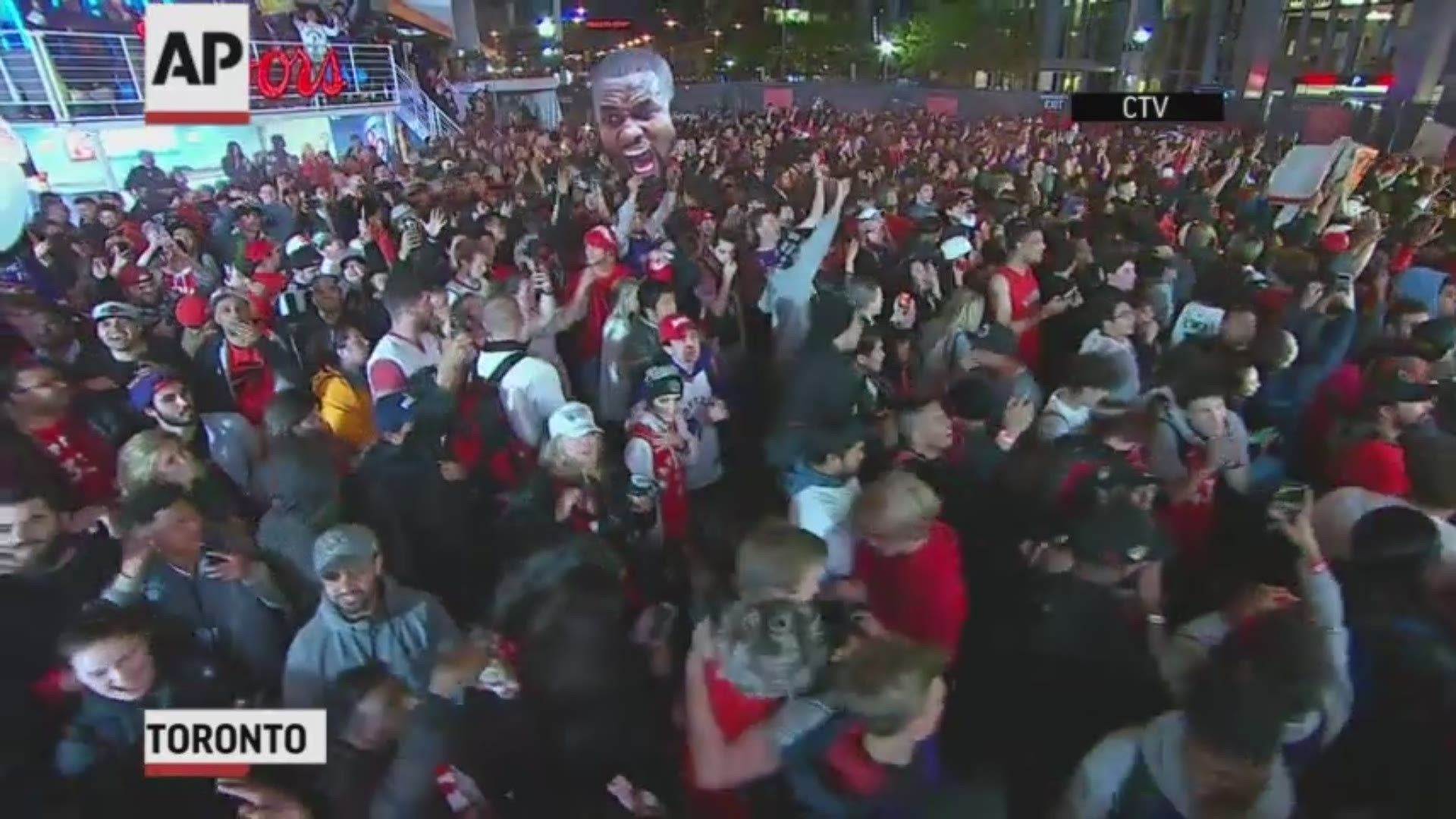 Thousands in Toronto cheered on the Raptors, who won their first NBA championship on Thursday night. (AP)