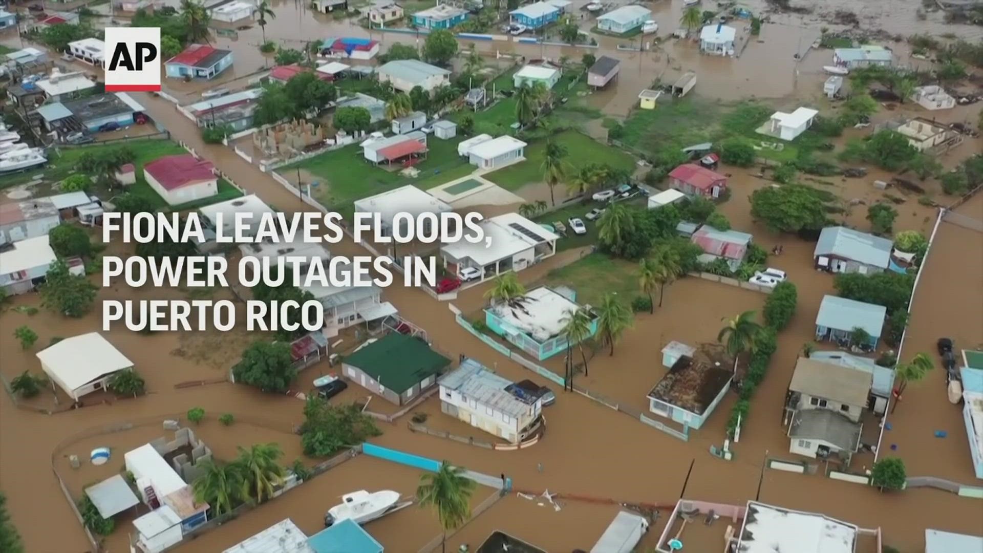 Hurricane Fiona poured more rain on Puerto Rico on Monday, a day after the storm left most of the island without electricity and drinking water.