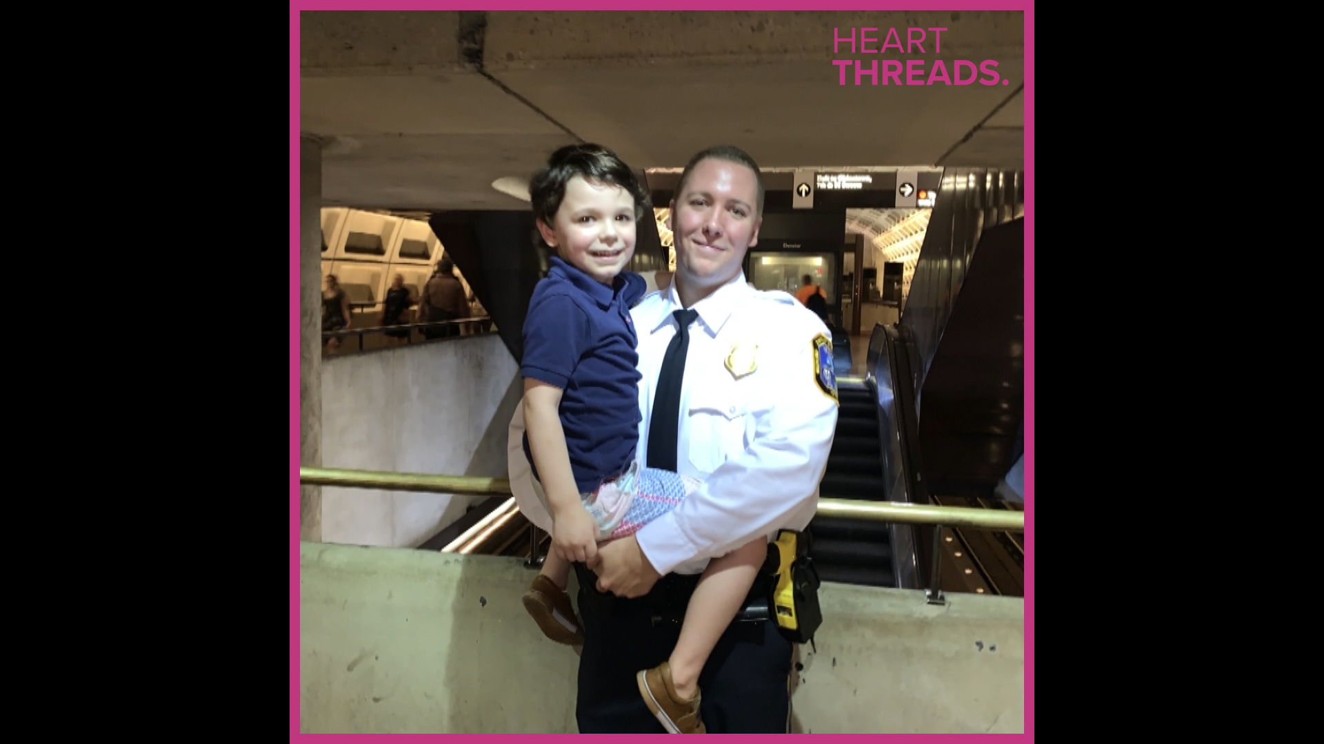 4-year-old Andrew, who has autism, was having a meltdown on the metro. Officer Dominic Case calmed the child and rode the train home with Andrew and his mom.