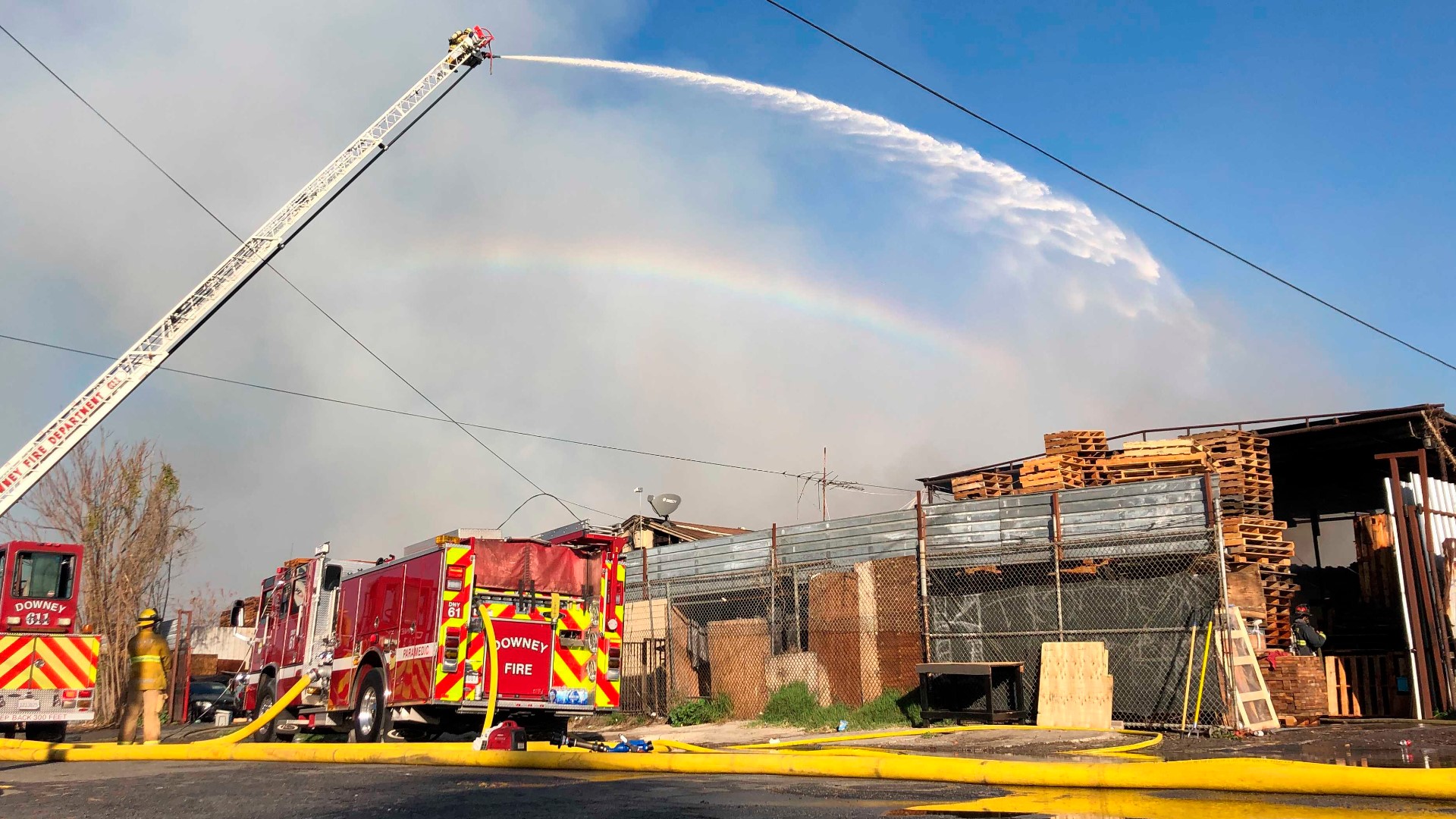 Massive Compton fire burns buses, smoke visible across LA