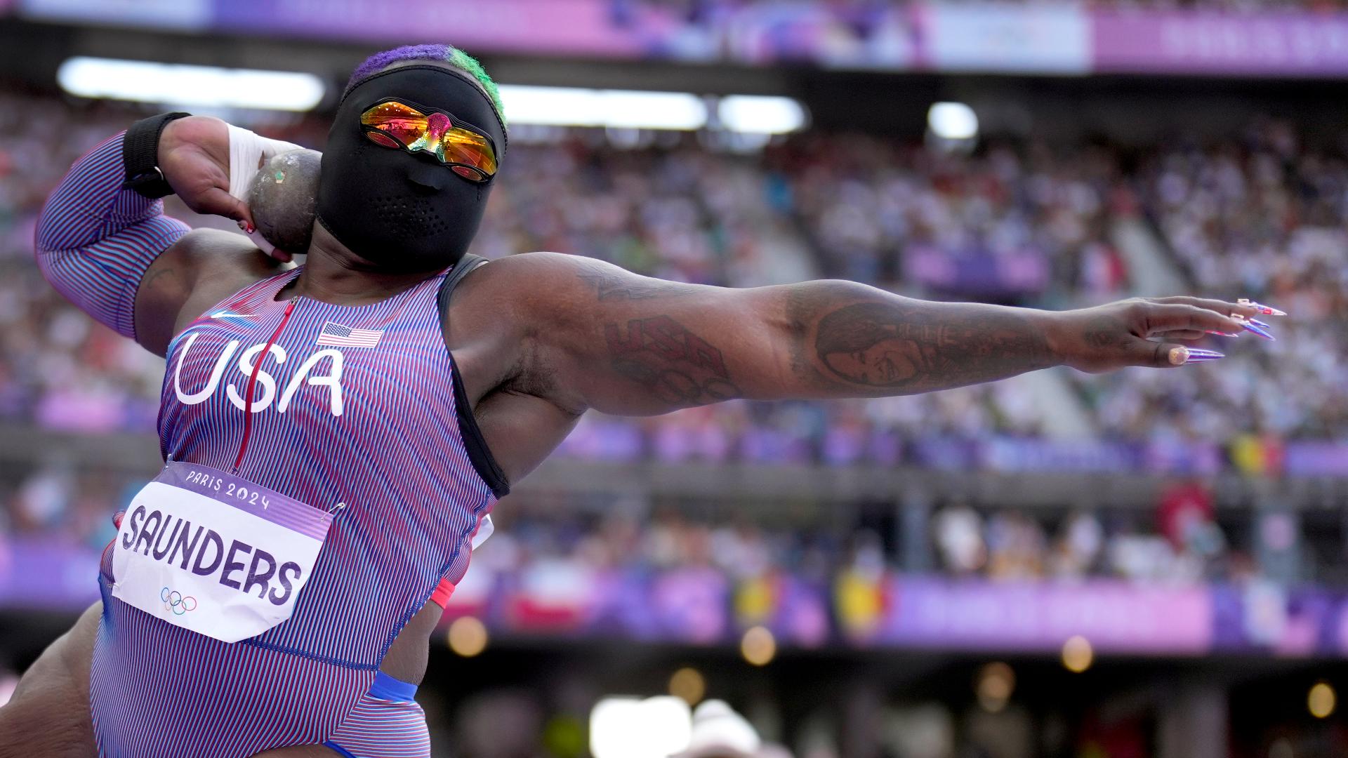 Who is the masked American shot putter at the Olympics?