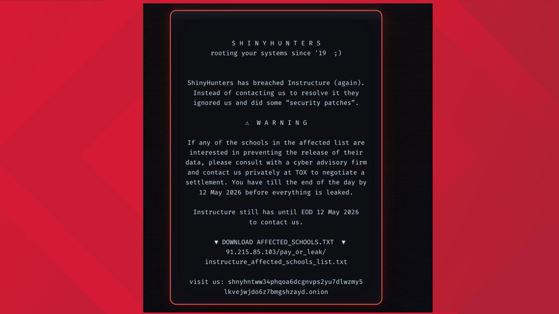 Canvas Ransom Screen Hackers breach Canvas learning platform, exposing data on millions of ...