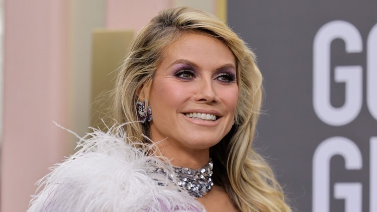 Heidi Klum Brings Bold Fashion to the 2023 Golden Globes in Purple Feathers  and Sequins | cbs8.com