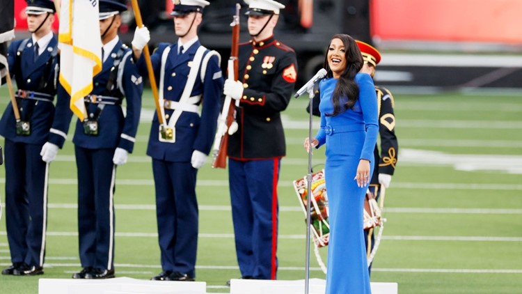 Watch country star Mickey Guyton perform the National Anthem at Super Bowl  LVI