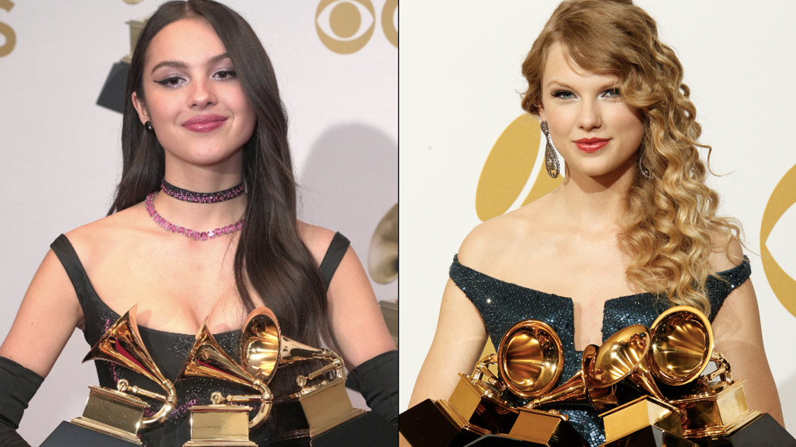 Olivia Rodrigo Drops and Breaks One of Her GRAMMYs, Mirrors a 2010 Taylor  Swift Moment