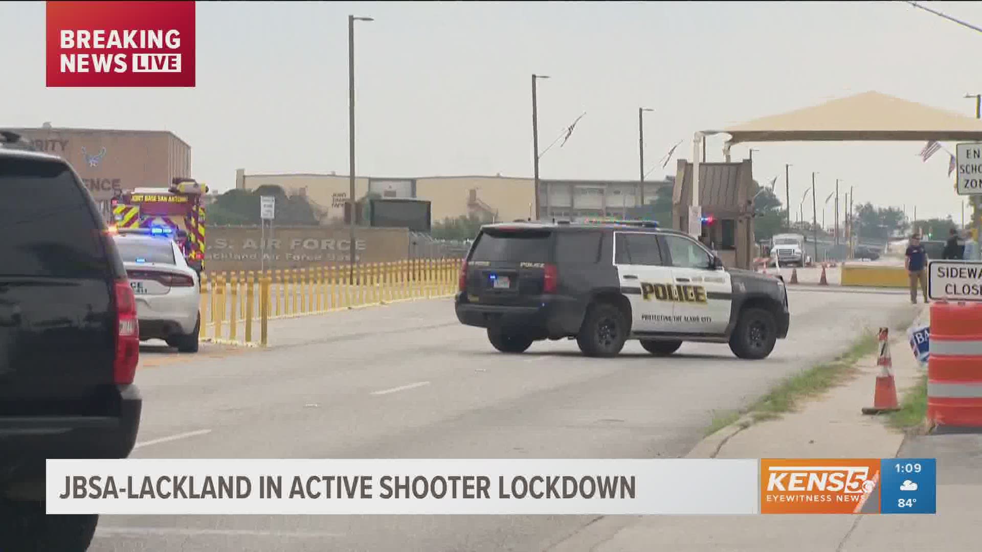 The San Antonio Police Department told KENS 5 they are handling the incident, and the Bexar County Sheriff's Office is assisting with patrolling around Lackland.