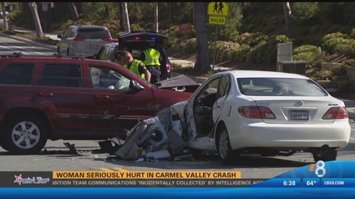 Woman seriously hurt in Carmel Valley crash | cbs8.com