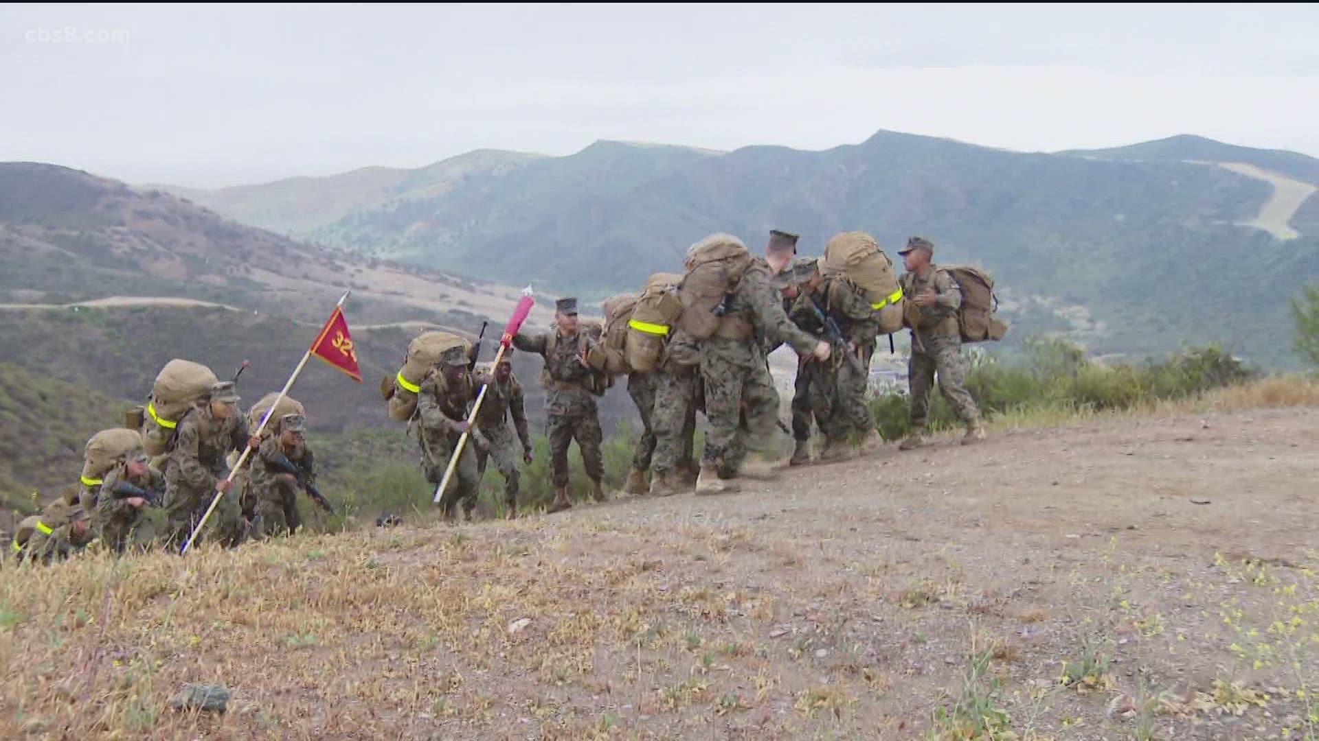 After the platoon finishes the 54-hour “evolution,” each recruit will receive their Eagle, Globe and Anchor emblem and will be called Marine for the first time.