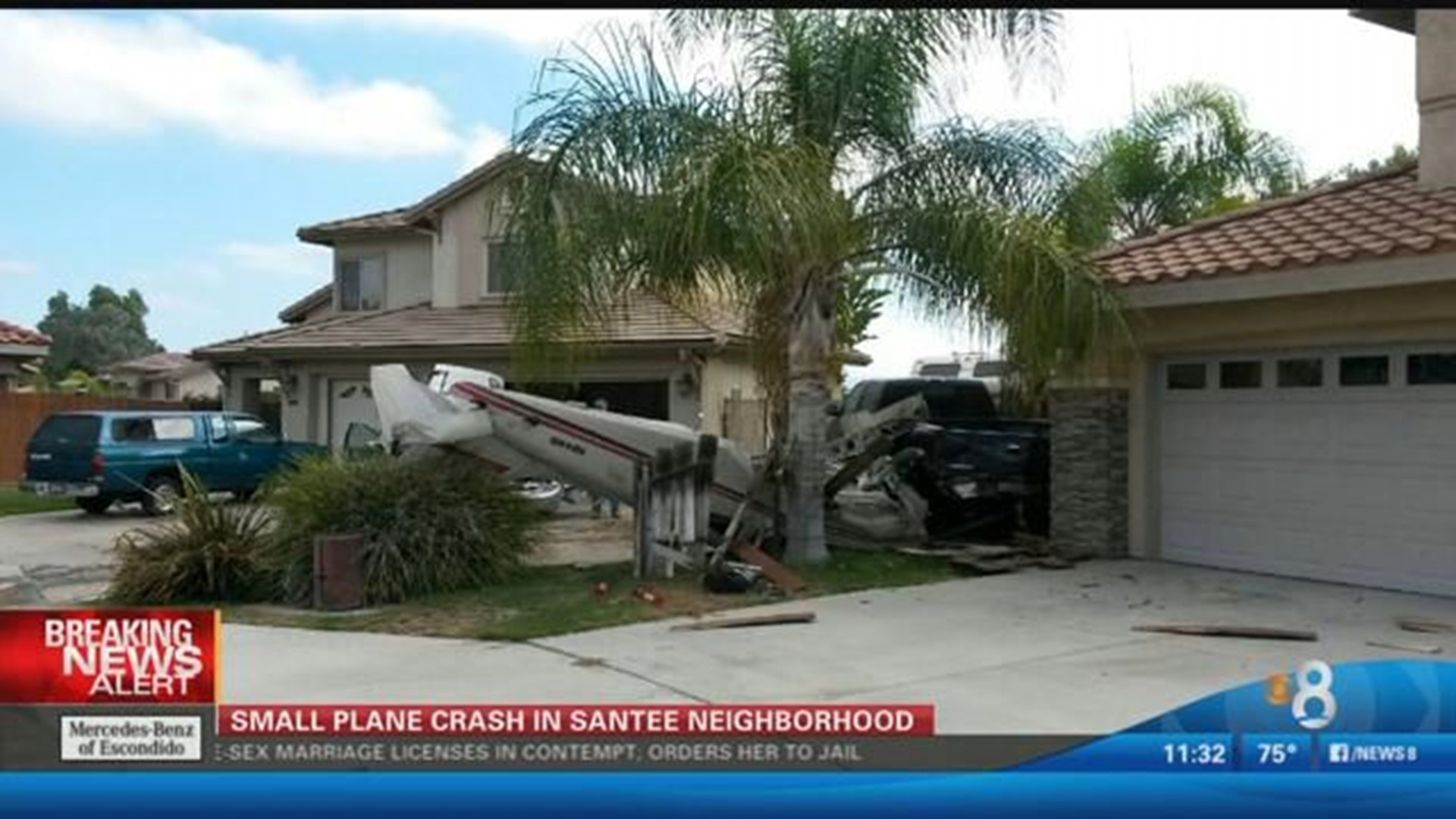 Small plane crashes in Santee driveway