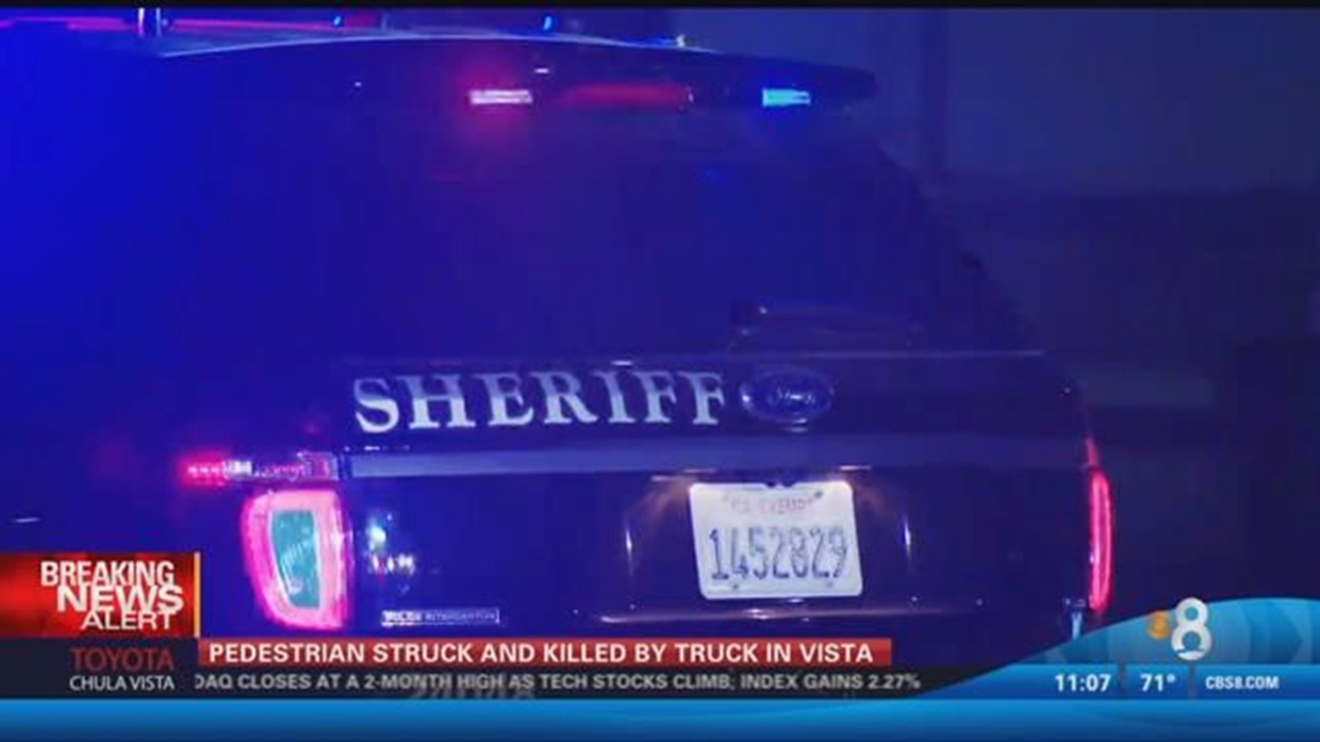 Pedestrian struck and killed by truck in Vista | cbs8.com