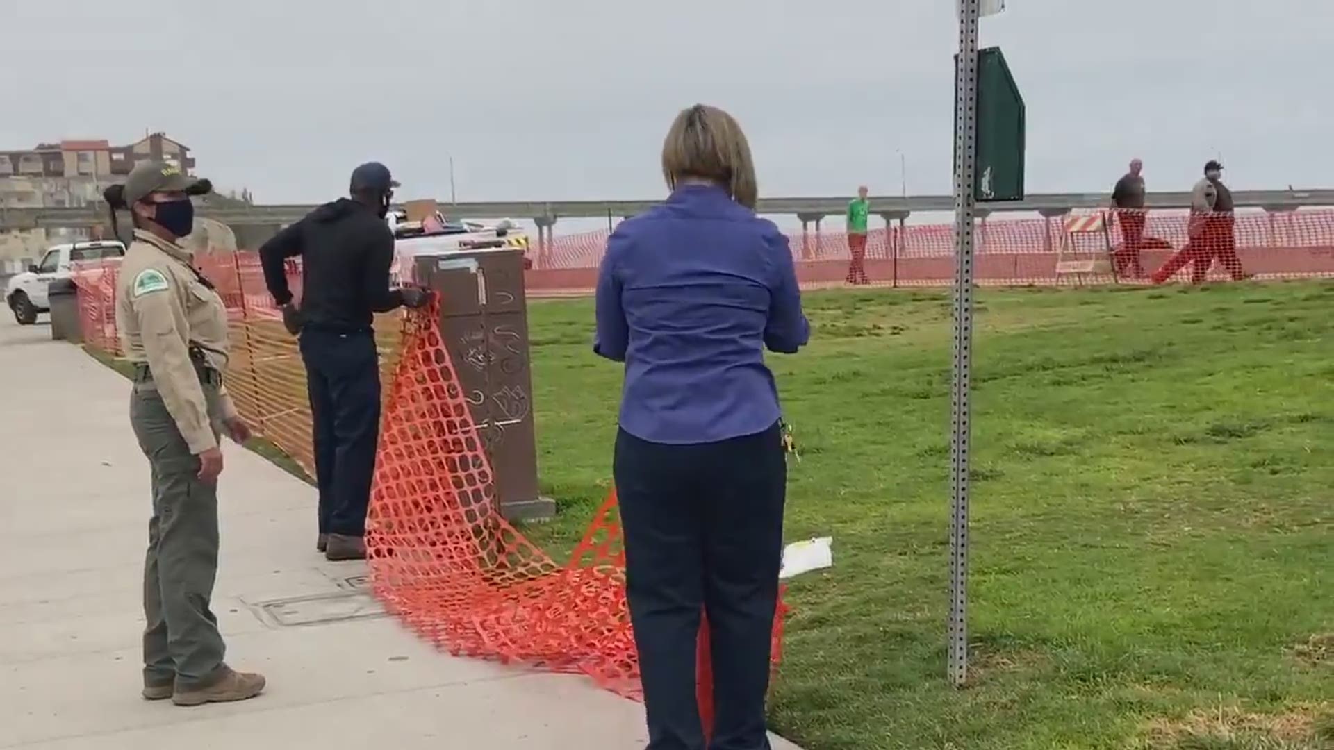 San Diego Parks and Recreation put up plastic netting around Veteran's Park in Ocean Beach to prevent large crowds from gathering despite COVID-19 concerns.