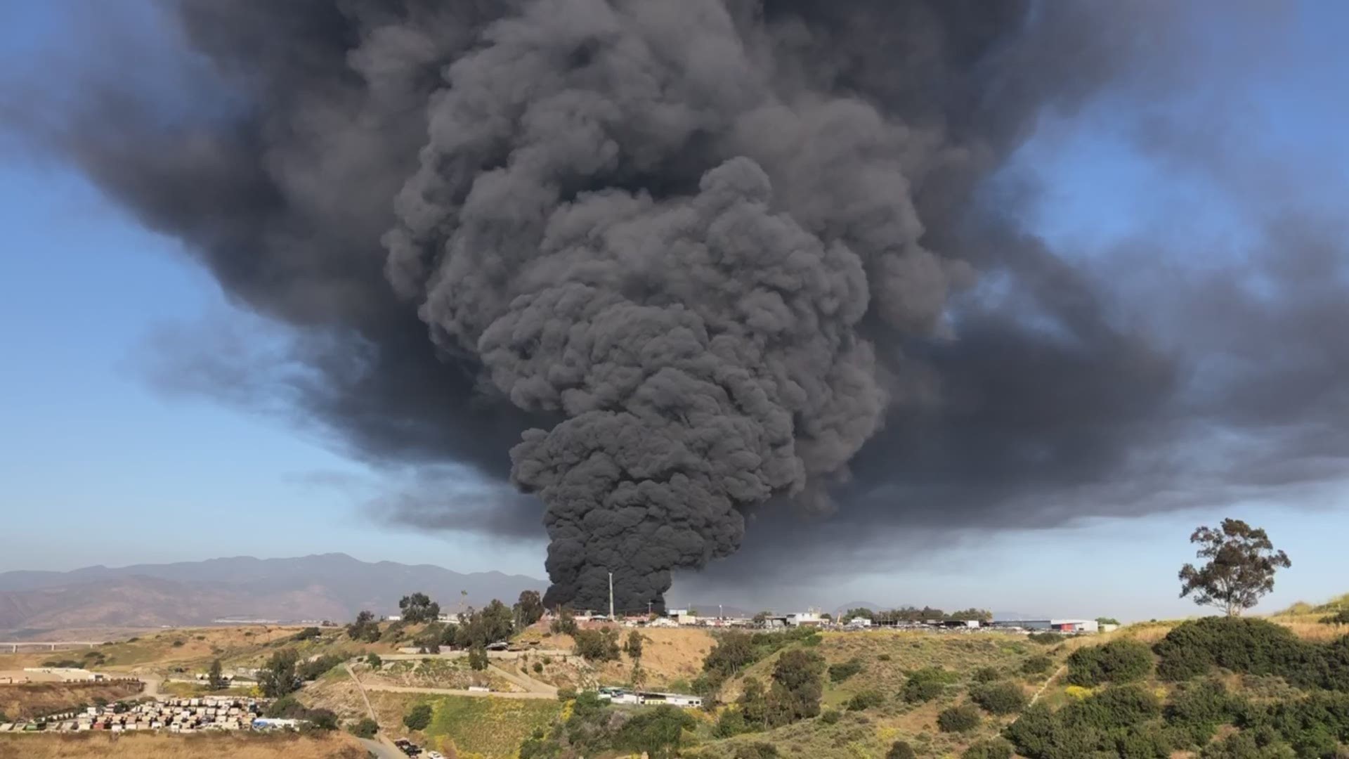 Otay Mesa Fire breaks out at junkyard near Brown Field