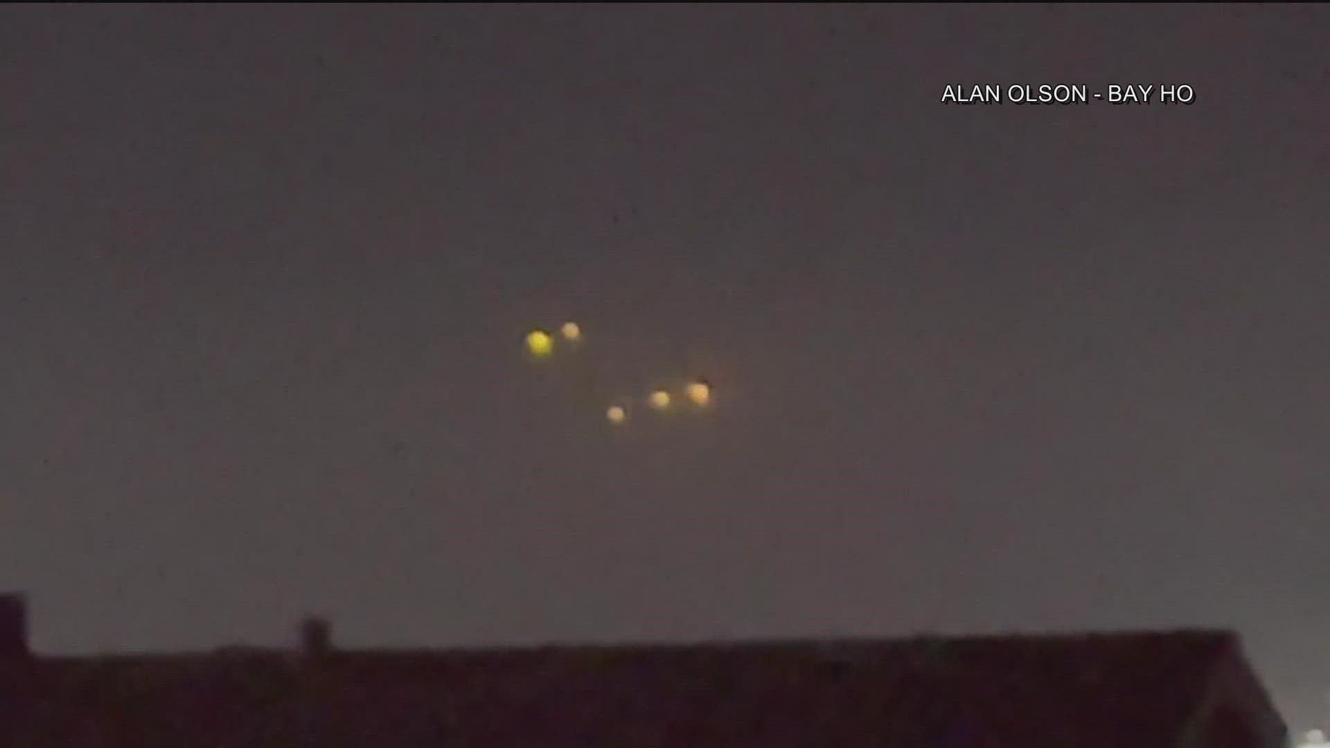 Many CBS 8 viewers saw the floating lights off the San Diego coast around 10 p.m. on Monday and wondered what they were.