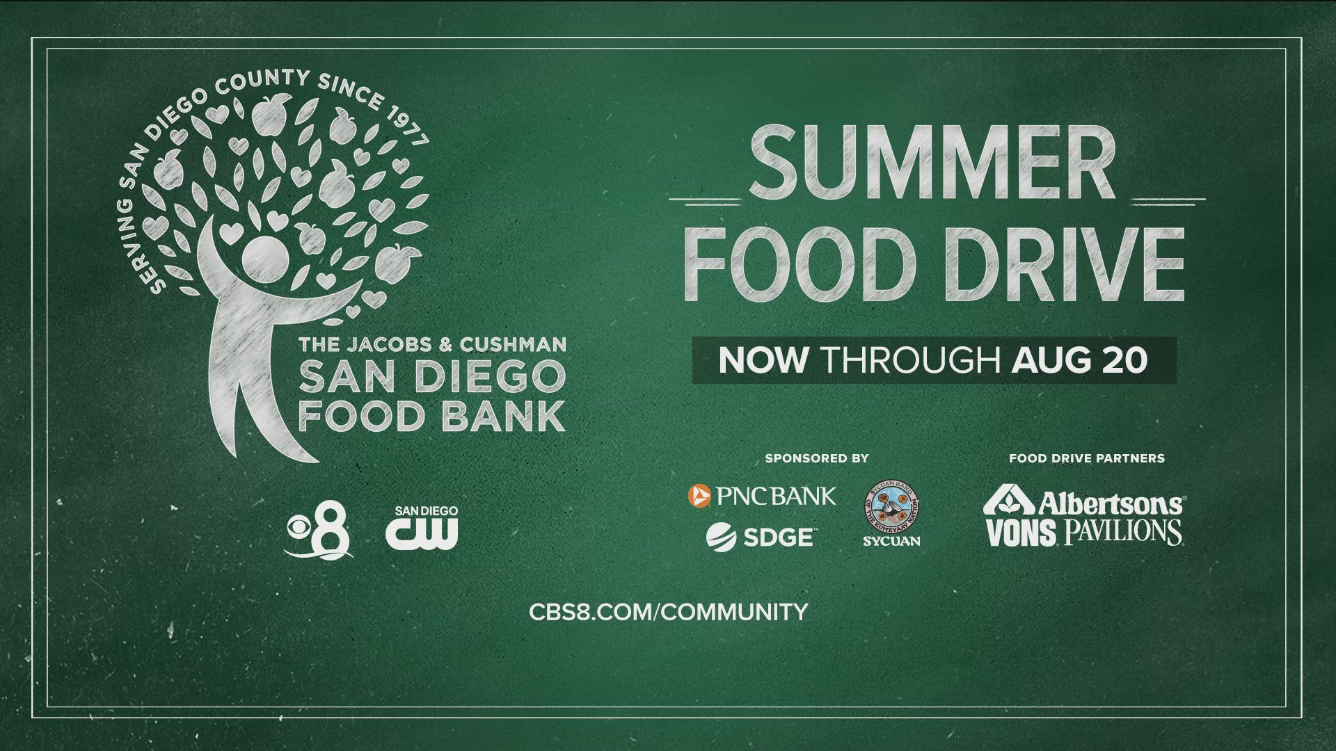 From now until August 20, you can drop off any nonperishable and unopened food item at all 75 local Albertsons, Vons and Pavillions.