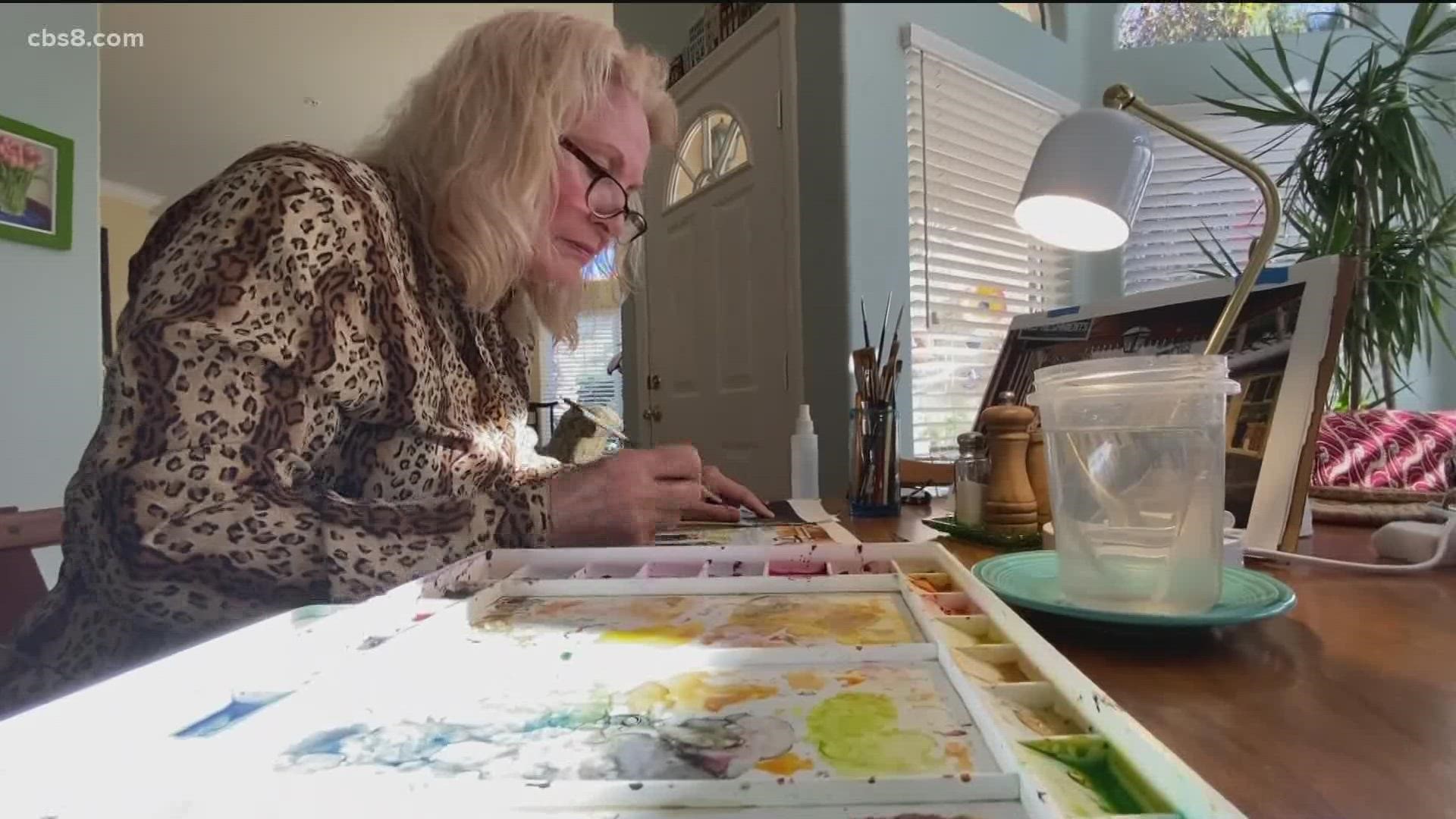 70-year-old artist launches new career and turns her first painting into a profit.