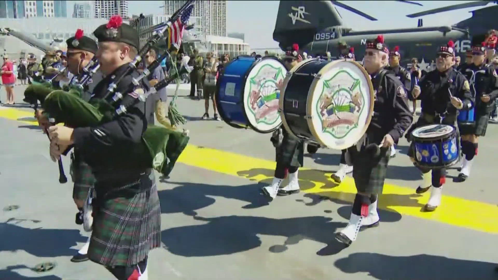 USS Midway Museum hosted a 9/11 Remembrance Ceremony on the deck of the USS Midway to honor those who died 23 years ago.