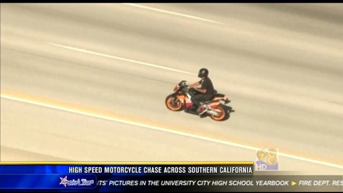 Highspeed motorcycle chase across Southern Calif.