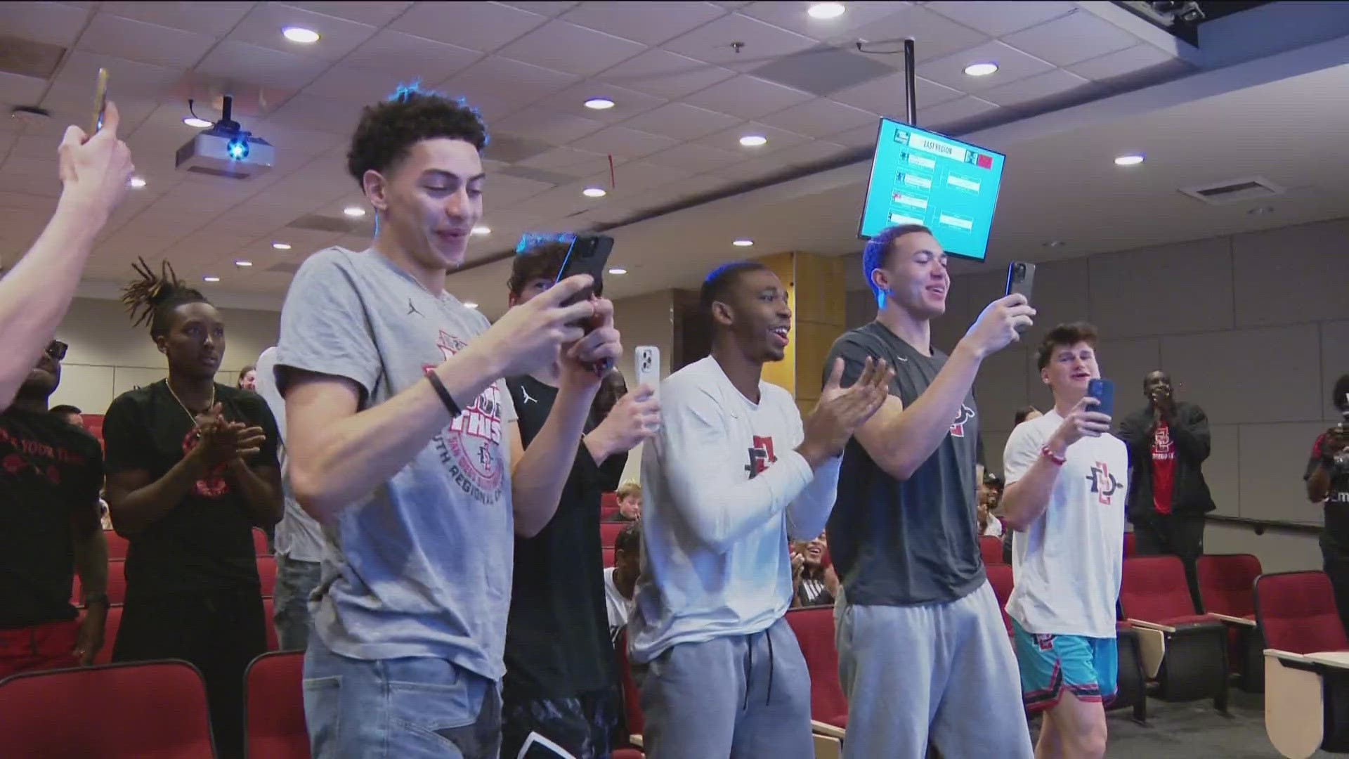 March Madness is set for the men's brackets. The San Diego State Aztecs knew they were in, but had to wait to find out who and where they would play.