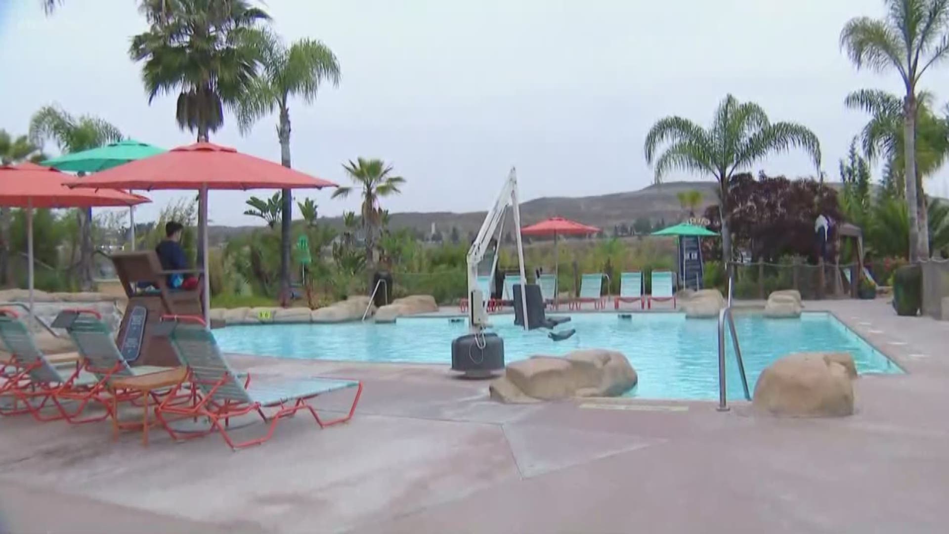 Ashley shows you some private heated pools and some food that you can order poolside.