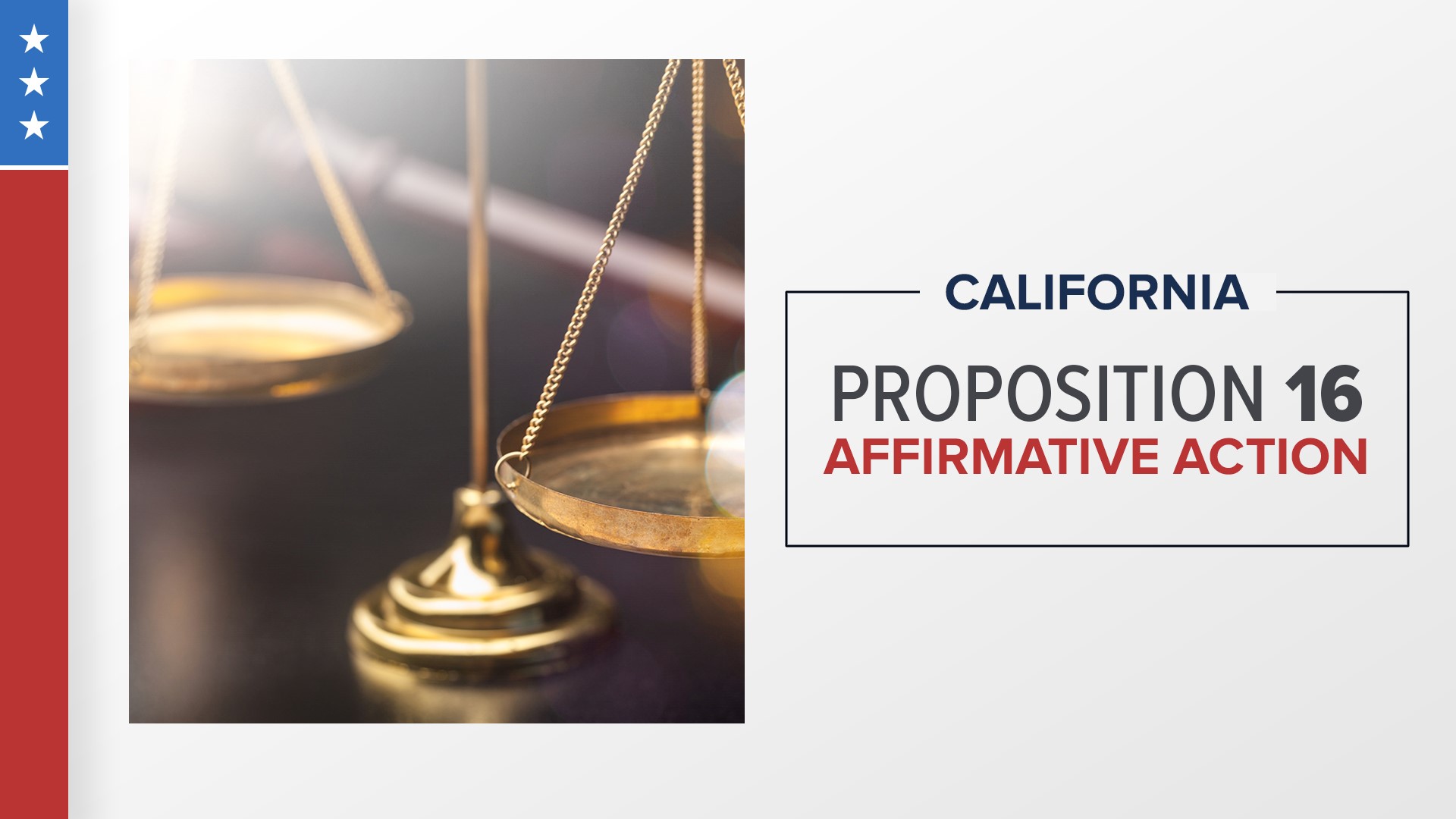 Proposition 16 is on the ballot to amend the Proposition 209 from 1996 to legalize affirmative action in California.