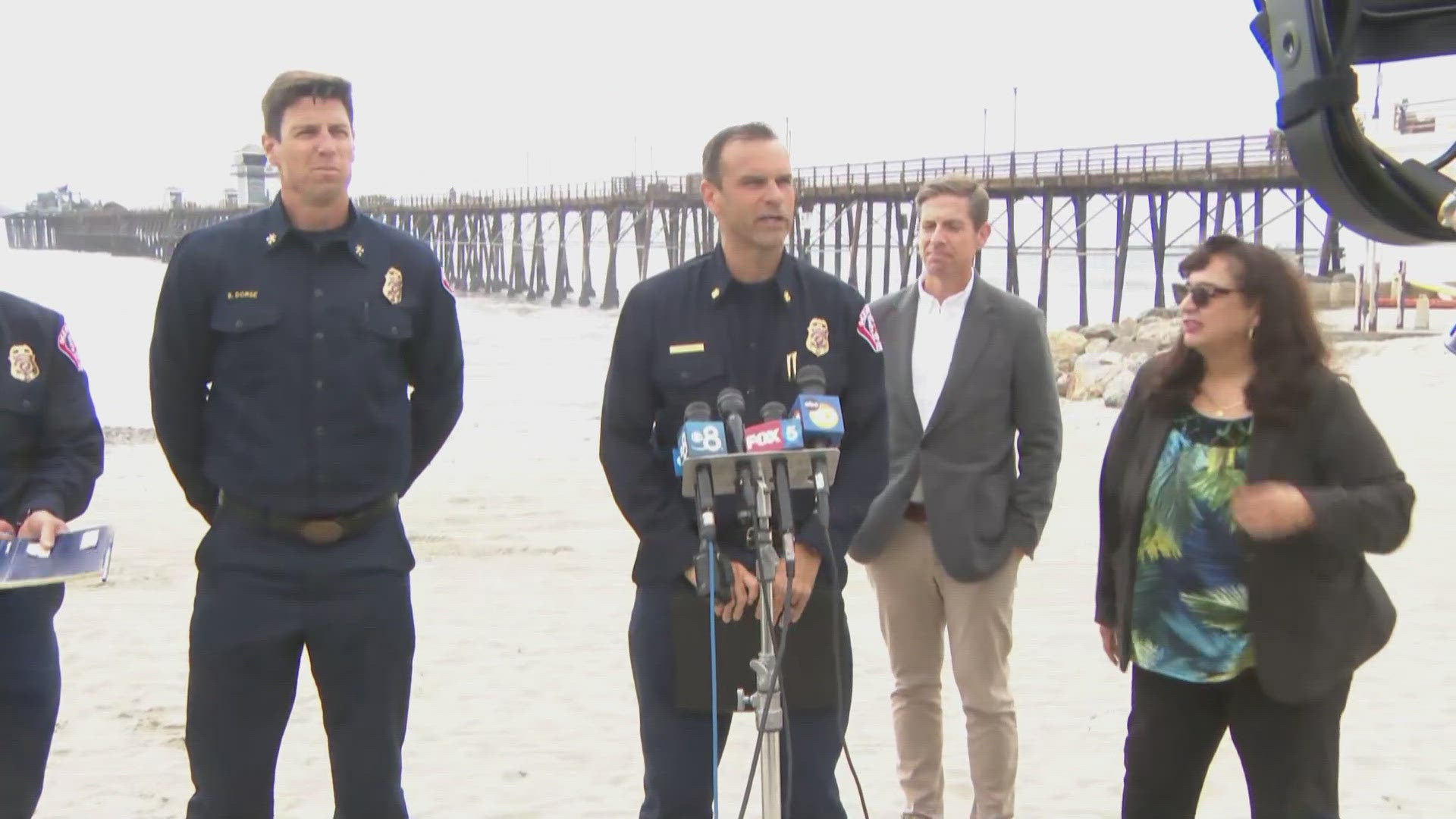 Oceanside Fire Department officials, along with state and local leaders give an update on the Oceanside Pier fire.