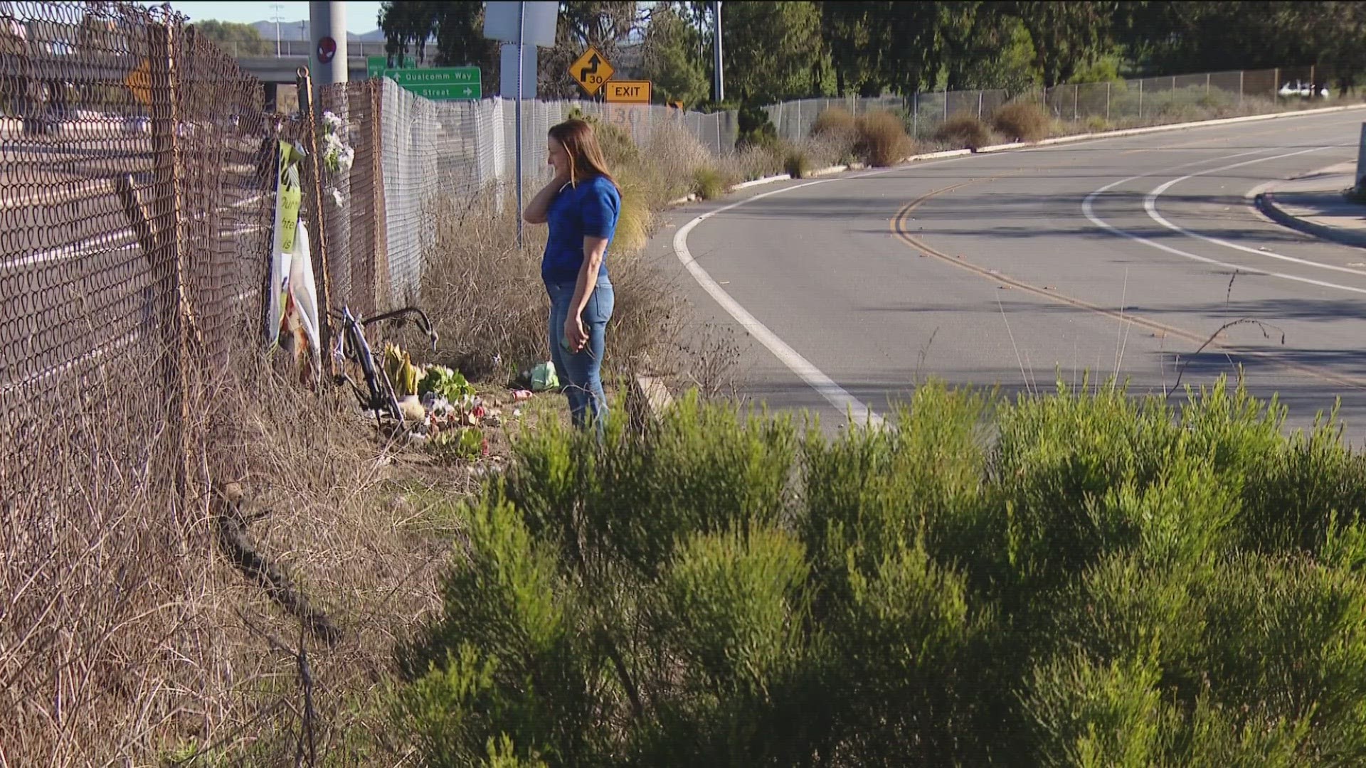 A San Diego mother wants to know who destroyed a bike memorial dedicated to her husband who was killed by a wrong way driver back in 2021.