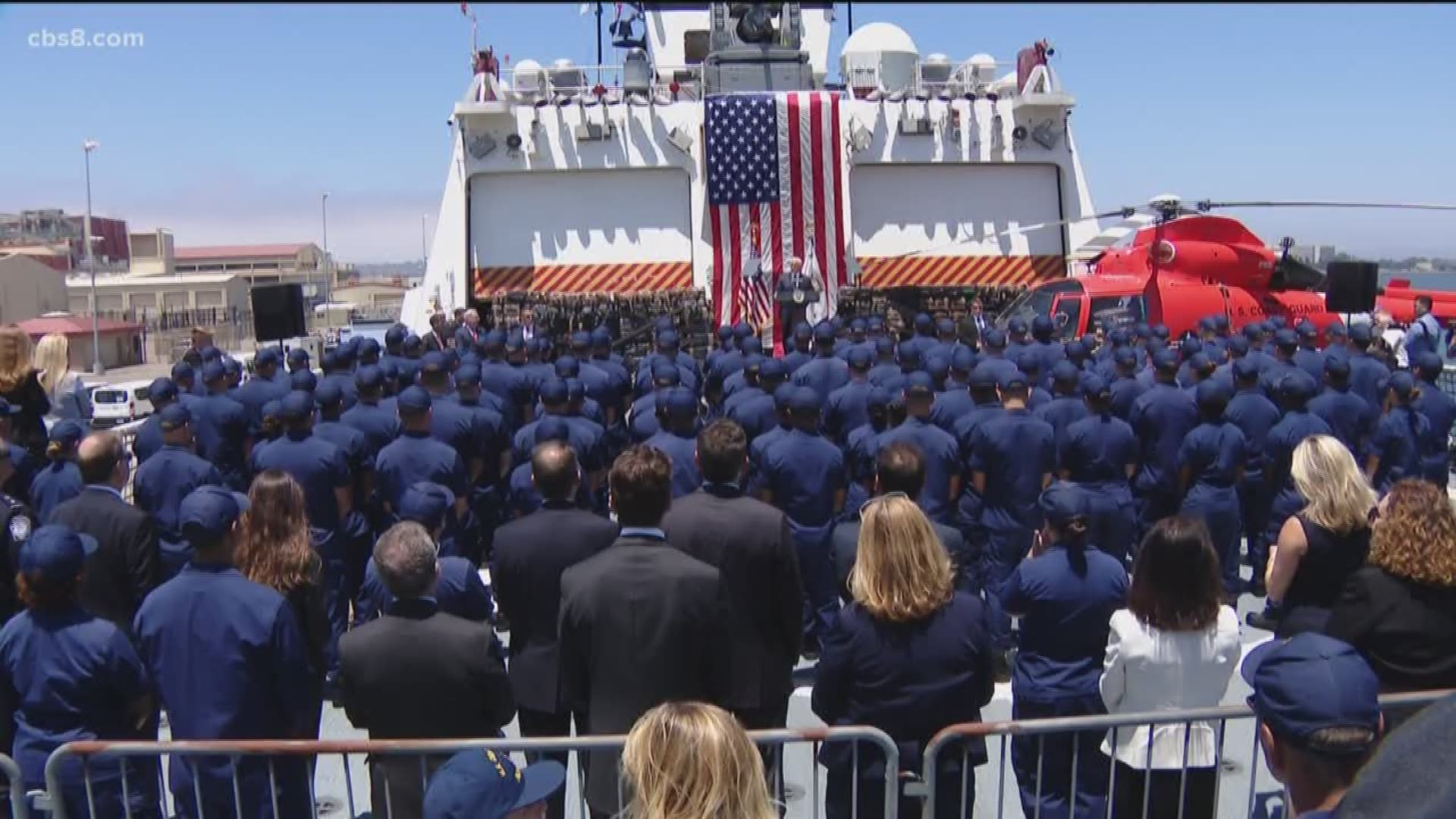 During his stop in San Diego, Pence boarded a Coast Guard cutter and saw 40,000 lbs of drugs that had been seized.
