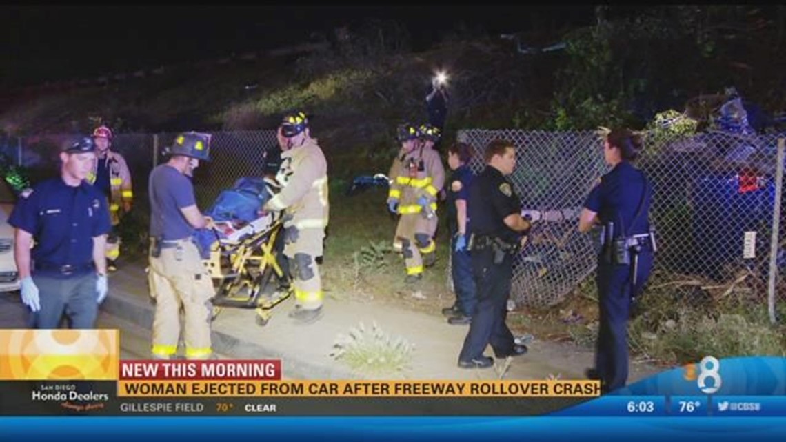 Woman ejected from car after rollover crash on I-5 | cbs8.com