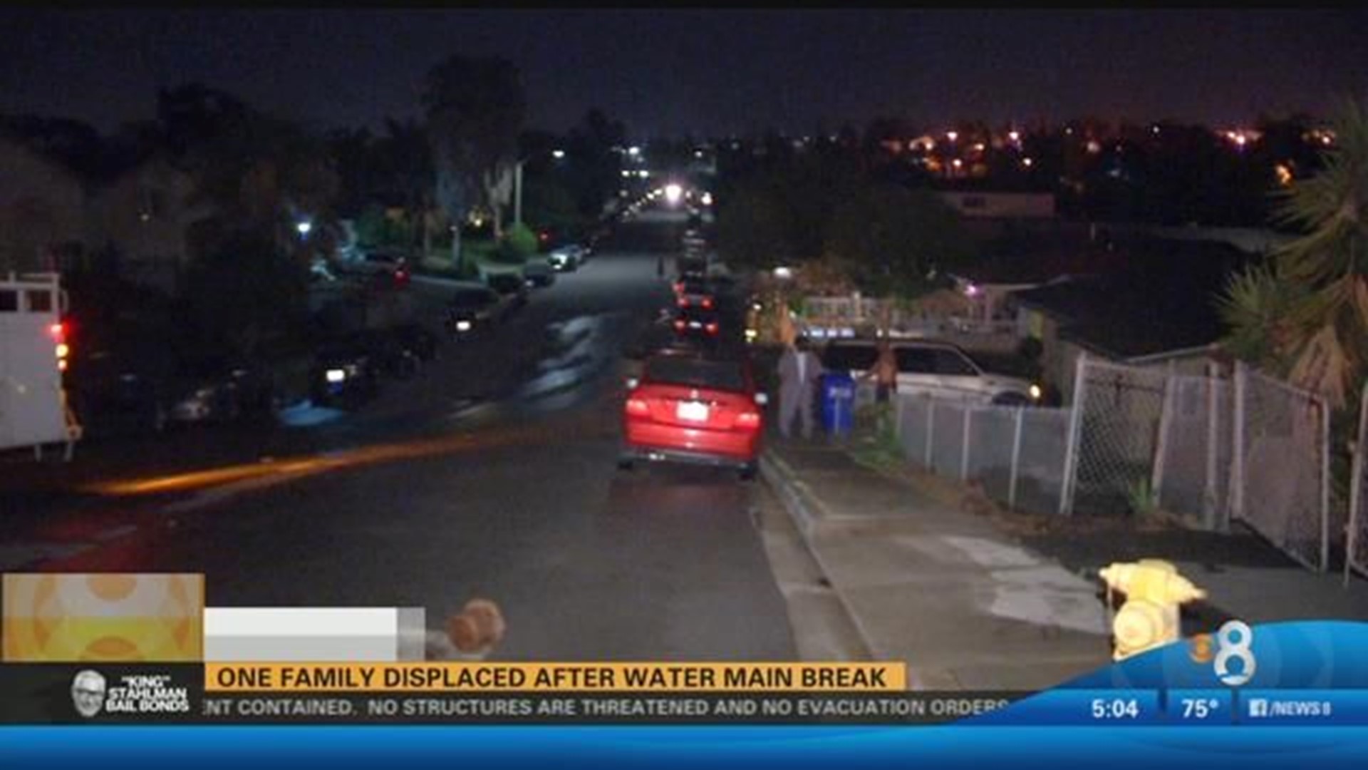 One family displaced after water main break | cbs8.com
