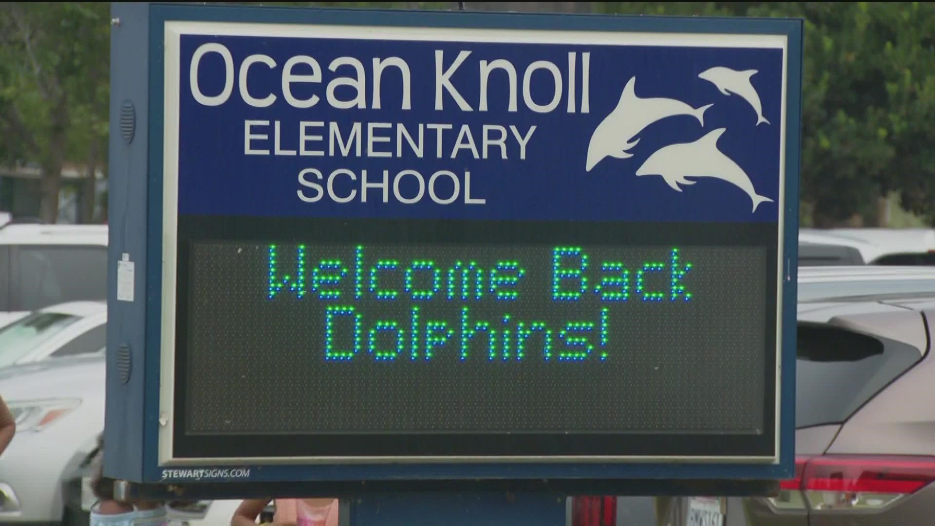 "It's the first day of school! We're excited to come back together as a true community," said Ocean Knoll Principal Claudia Bugarin.