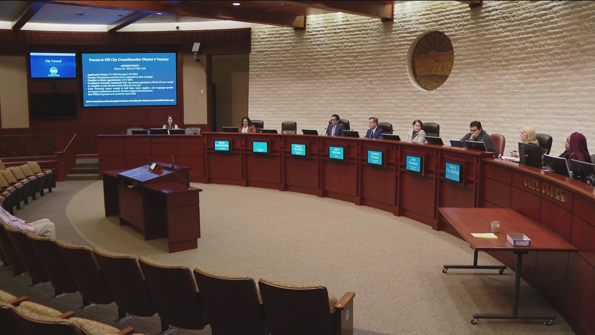 Chula Vista held a special council meeting Monday night to move forward with appointing a city council member following Andrea Cardenas' resignation.