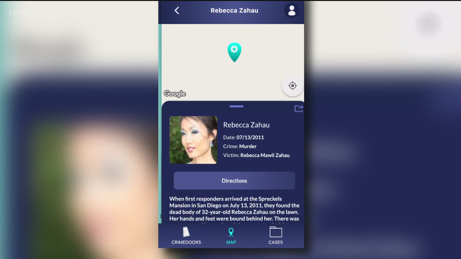 The CrimeDoor app offers two 3D scenes of the Spreckels mansion where Zahau was found hanging from a balcony.