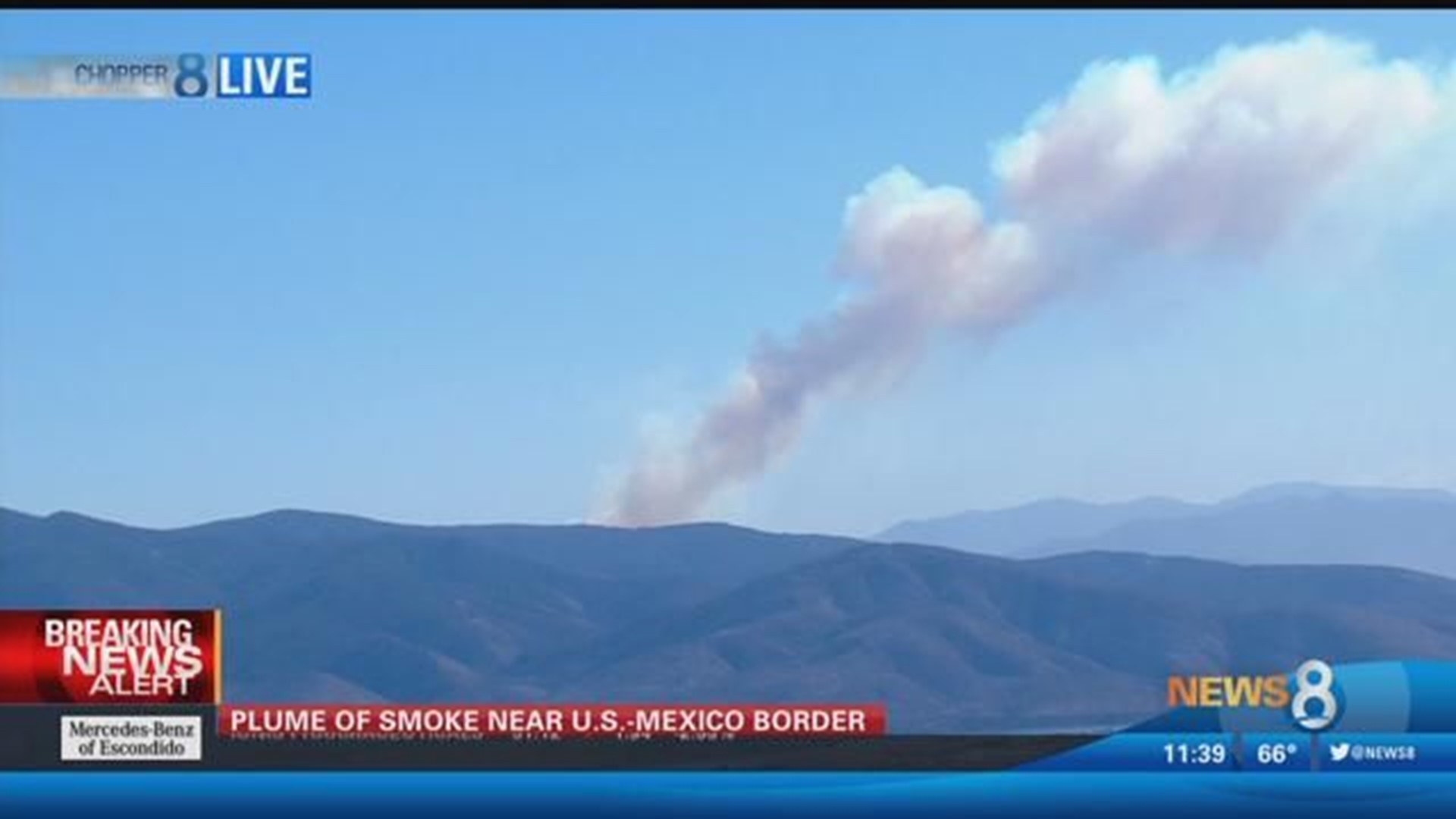 Smoke from fire burning in Mexico visible in San Diego