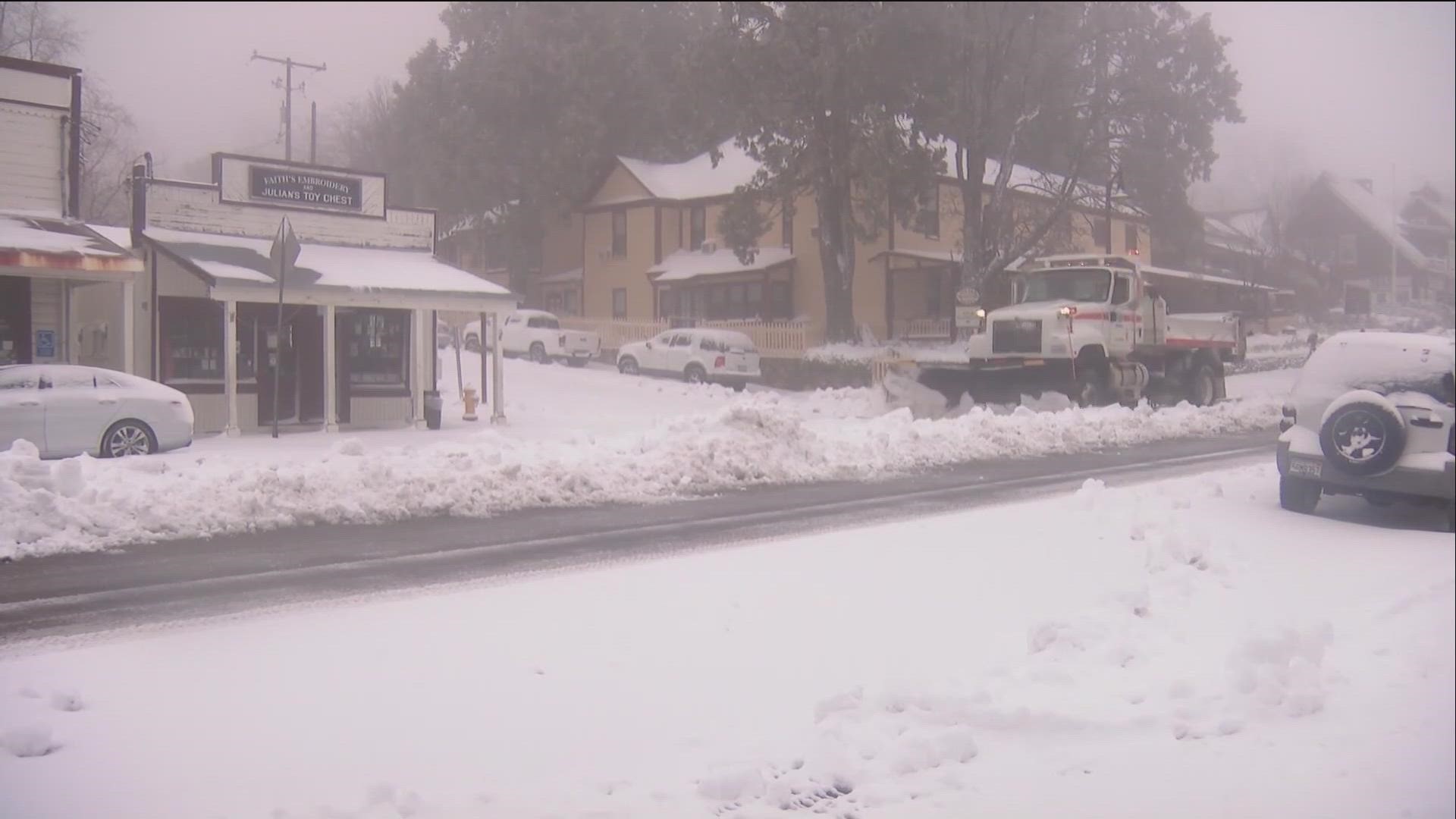 San Diego winter storm brings torrential rain and mountain snow