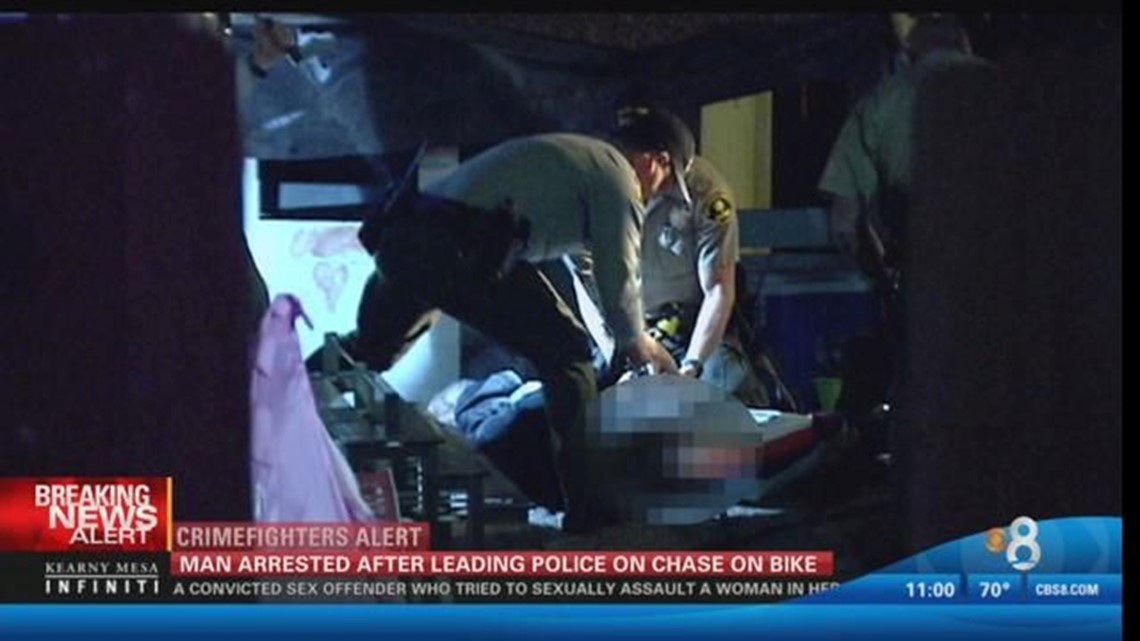 Man arrested after leading police on chase on bike | cbs8.com