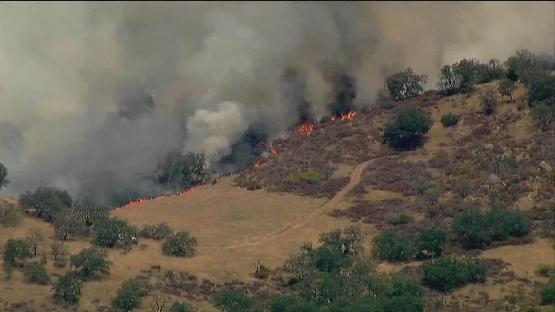 CalFire says the Casner Fire had burned 180 acres but the forward rate has been stopped.