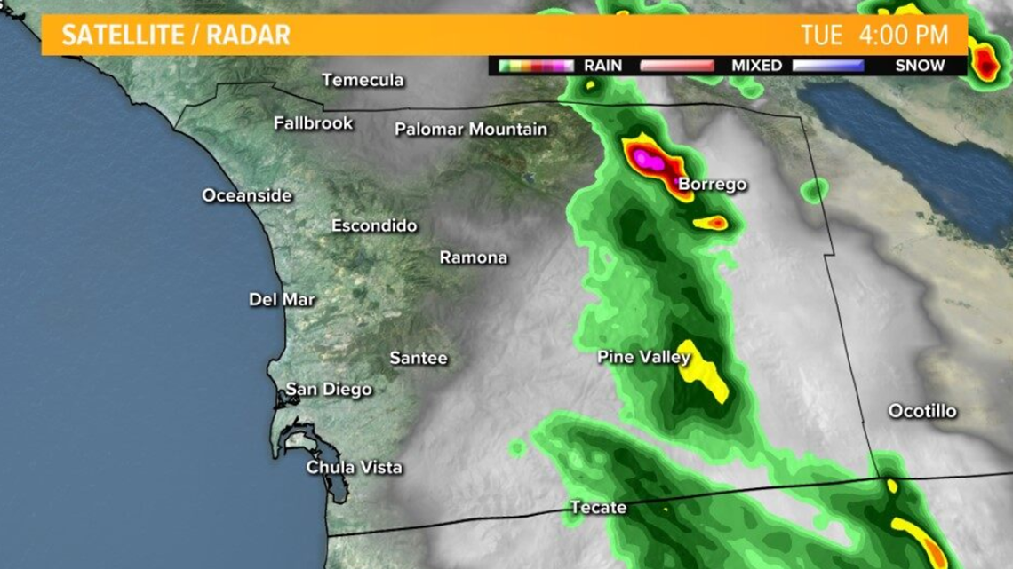 Monsoonal weather brings strong thunderstorms to Eastern San Diego