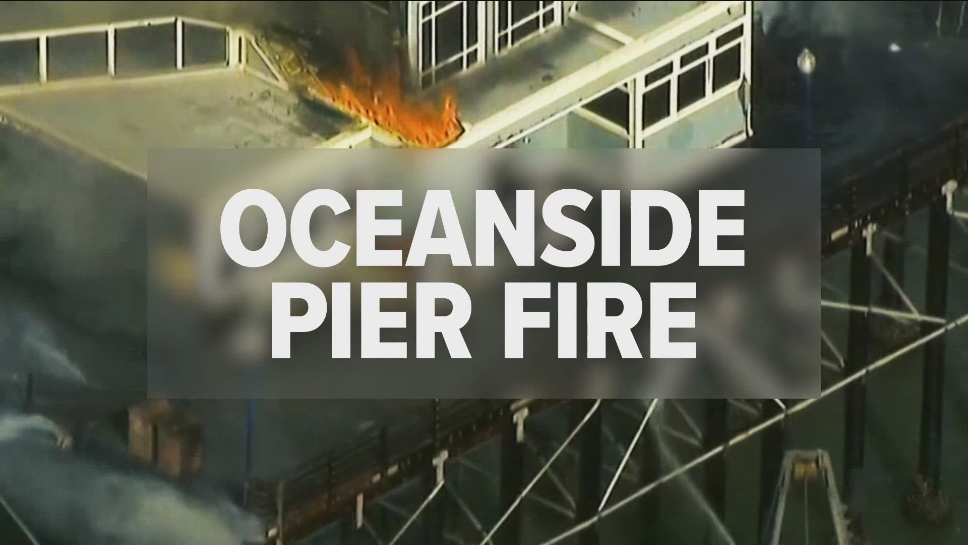 Chopper 8 aerials above the Oceanside Pier one day after fire erupted on the iconic landmark.