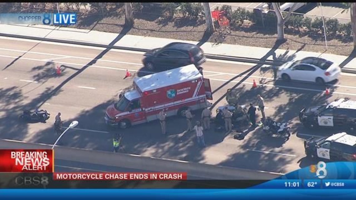 High Speed Motorcycle Chase Ends With Crash In Mission Valley