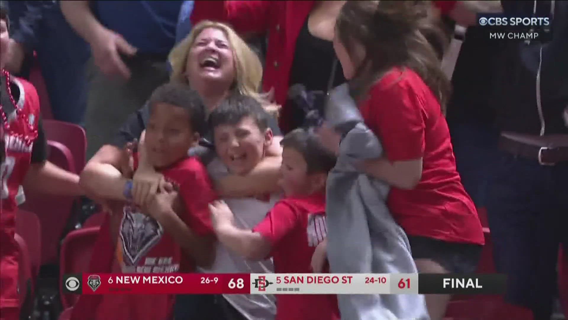 The New Mexico Lobos beat the Aztecs 68 to 61. Watch CBS 8 Sunday to find out the team's seeding in March Madness.