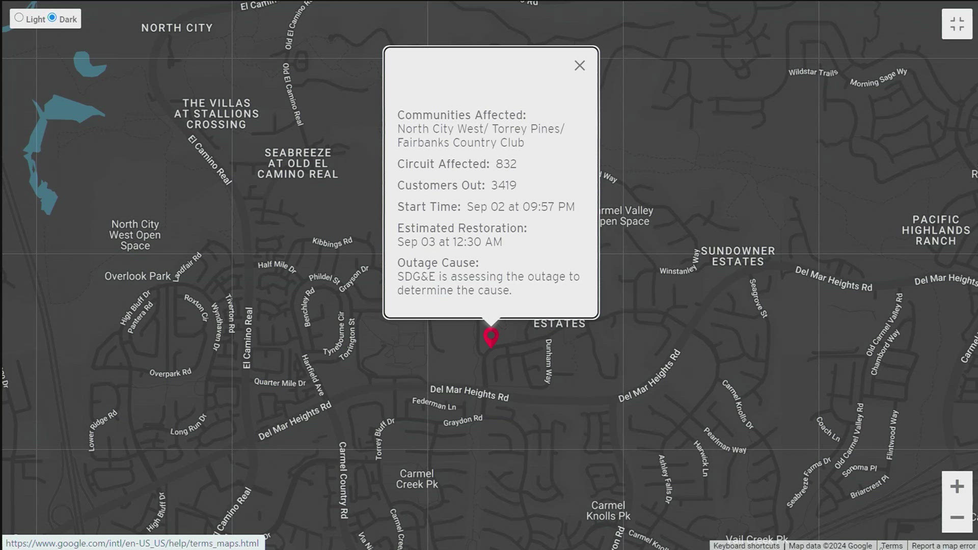 Here are the updated power outages across San Diego County.