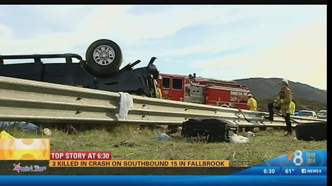 3 killed in rollover crash in Fallbrook