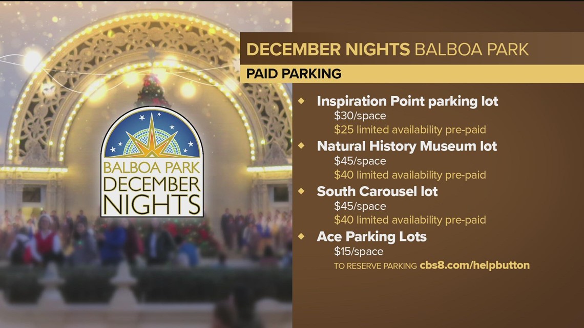 Where to park for December Nights holiday festival at Balboa Park