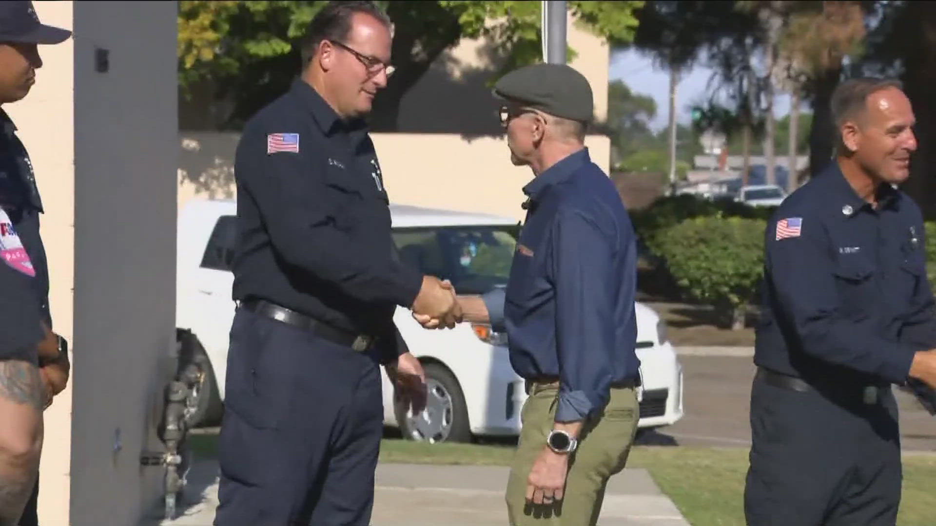 In this video, we share a heartwarming reunion in Clairemont between a cyclist and the San Diego firefighters and paramedics who helped save his life.