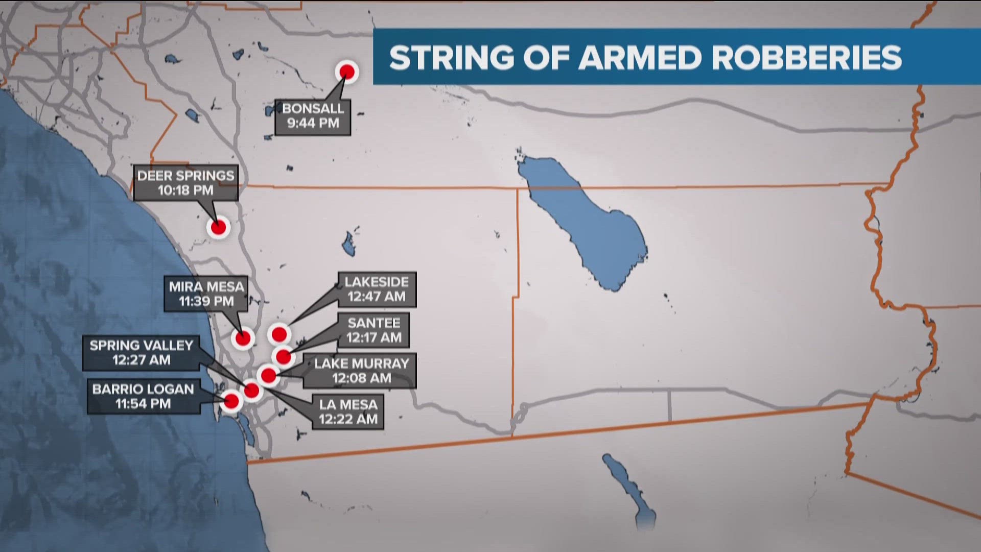 Two 16-year-olds and a 14-year-old are in custody after a series of armed robberies across San Diego.